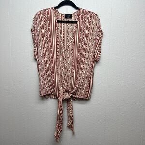 VICI Womens Bohemian Tie Front Western Cowgirl Cottagecore Gauzy Top Size Large